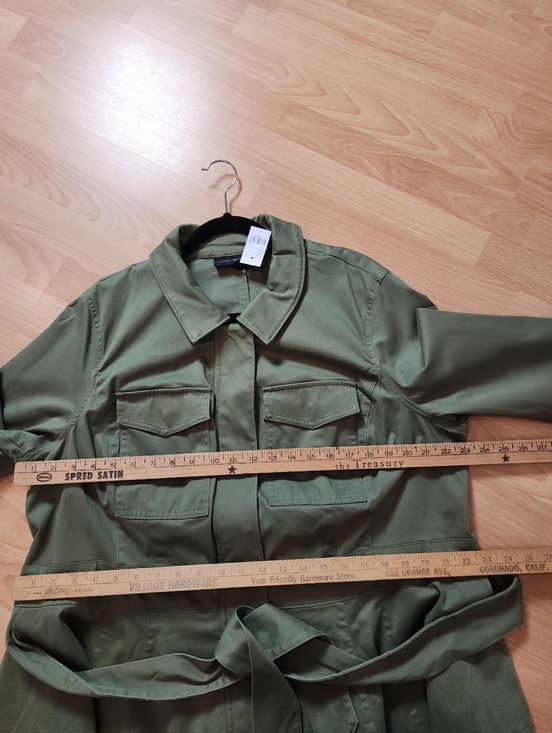 NWT Lane Bryant Green Crop Peplum Utility Jacket Belted Soft Cotton Blend 20 2X - Picture 6 of 16